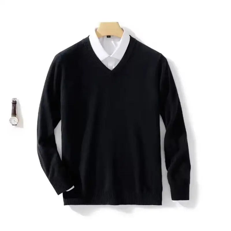 Fashion Men's Sweaters Casual Slim Fit Basic V Neck Knitted Sweater Pullover Male Autumn Winter Warm Knitwear Tops Mens Clothes