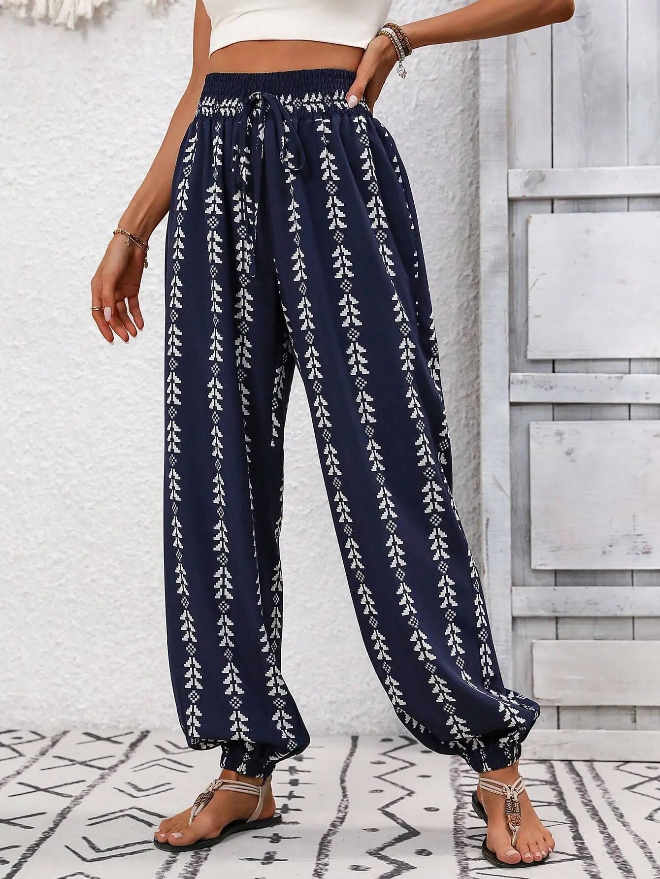 Women's Trousers 2025 Summer Versatile Grid Wide Leg Lantern Pants Casual Pants Lace Up Elastic Waist Long Pants Штаны Женский