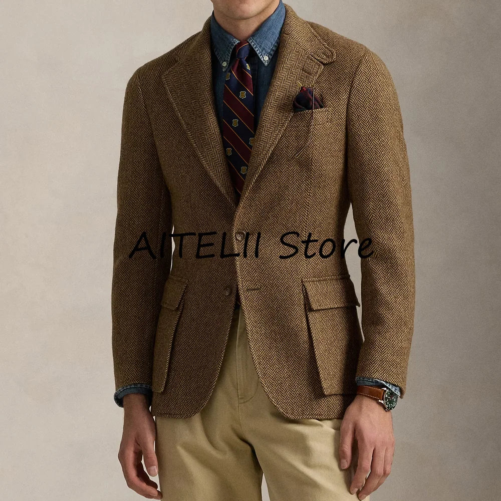 Versatile New Jackets Man Winter Men's Herringbone Jacket Male Winter Coat Lapel Casual Mens Coats Men's Autumn Clothes Mantel