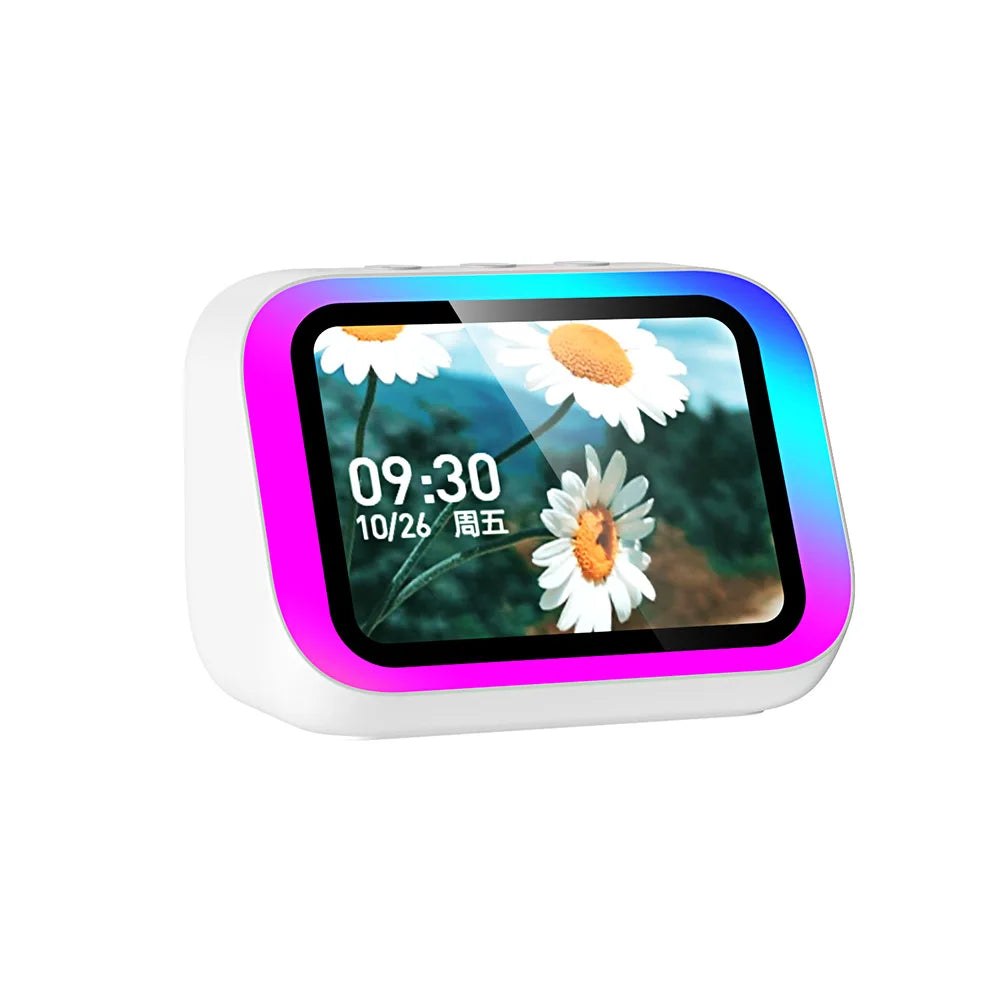 Smart BT Speaker Voice Assistant with HD Screen TYPE-C Charging App Controlled Alarm Clock Info Push Notifications Music Player