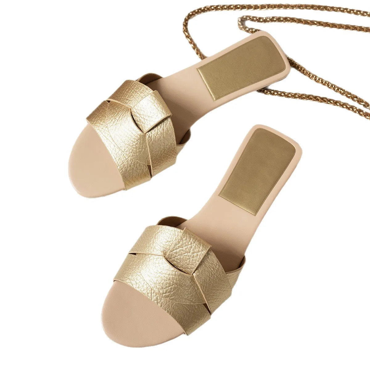 Slippers Women 2025 Summer New Designer Weaving Comfortable Casual Bottom Women's Sandals Trend Flat Slippers Zapatos De Mujer