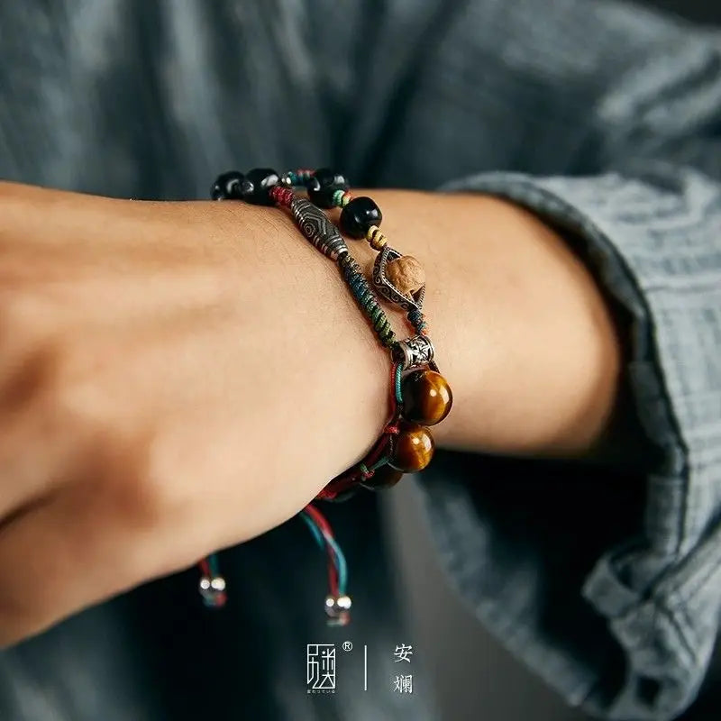 Original Design Anlan Bracelet Men's and Women's Handmade Woven All-match Ins Hand Rope Chinese Style Martial Arts Hand Jewelry