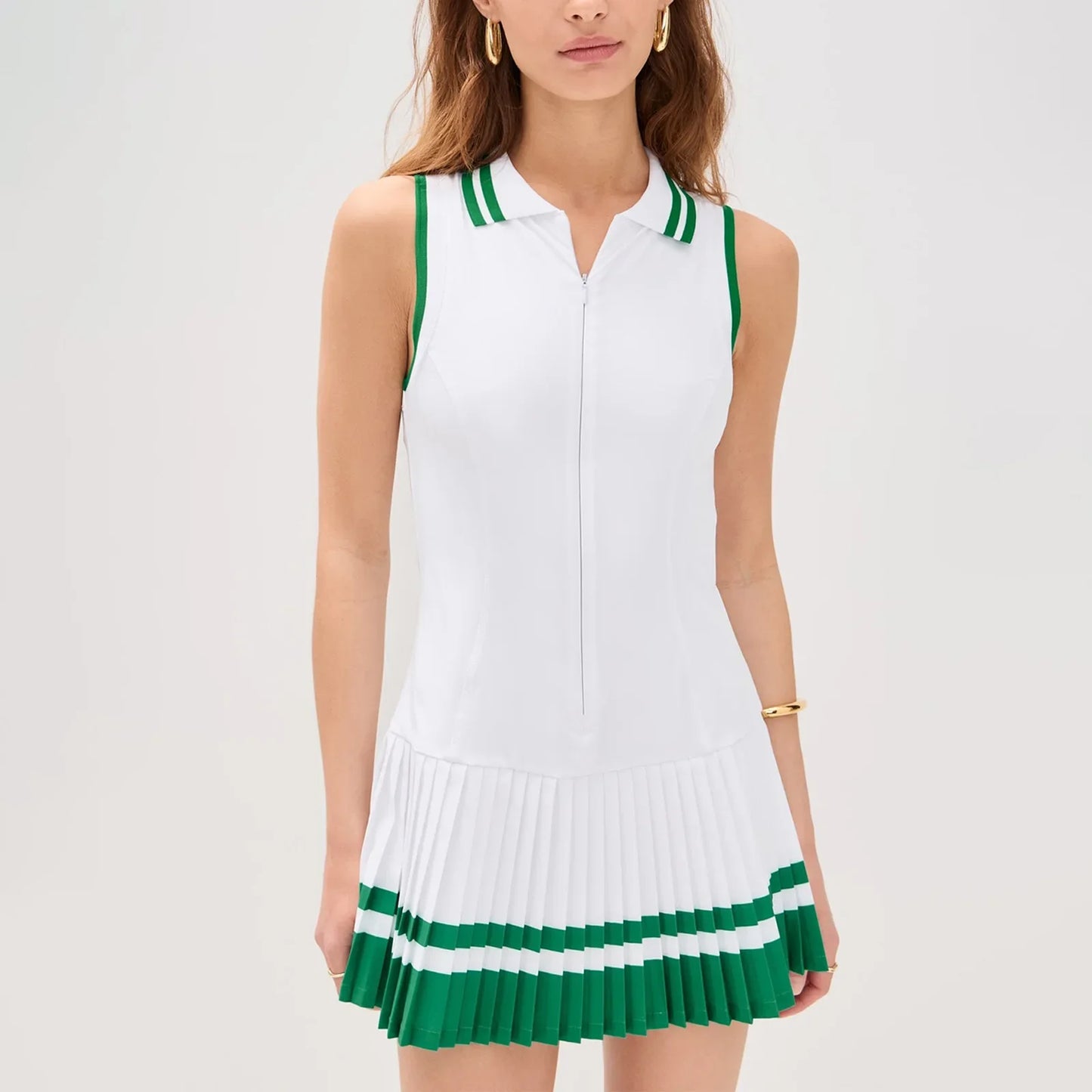 Women's Golf Wear POLO Sleeveless Tennis Dress Pleated Summer Casual Active Wear White Quick Dry Badminton Workout Clothes 2025