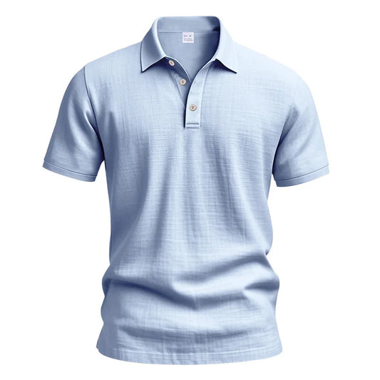 Daily Casual Short Sleeve Linen Polo Shirt Mens Fashion Buttoned turn-down collar Tops Men Spring Summer Breathable Polo Shirt