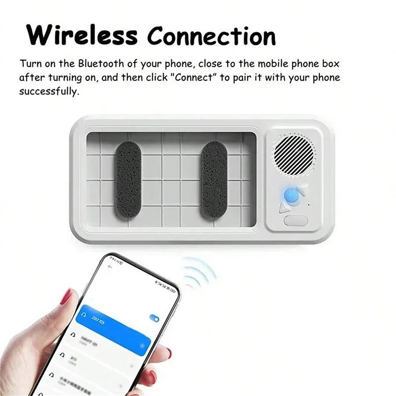Shower Phone Holder With Bluetooth Speaker IPX4 Waterproof Anti-Fog Touch Screen Wall Mount Phone Holder For Shower Bathroom