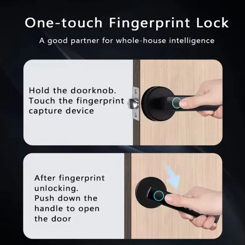 Tuya Bluetooth Smart Fingerprint Door Handle Lock Electronic Password APP Remote Unlock Hotel Apartment Office Bathroom Bedroom