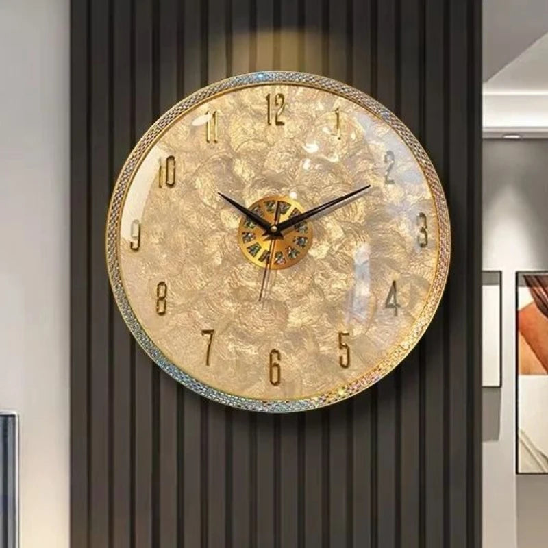 Modern Wall Clocks Luxury Shell Wall Clock Living Room Art Minimalist Clocks Silent Mechanic Watch Home Decoration Accessories