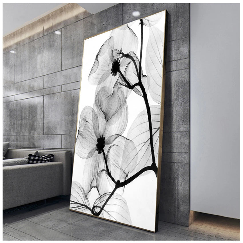 Wall Art Painting Decorative Picture Home Decor Nordic Black White Plant Abstract Flower Canvas Posters Canvas Prints Minimalist