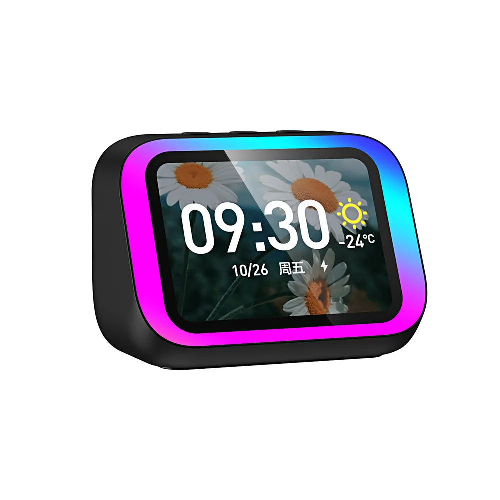 Smart BT Speaker Voice Assistant with HD Screen TYPE-C Charging App Controlled Alarm Clock Info Push Notifications Music Player