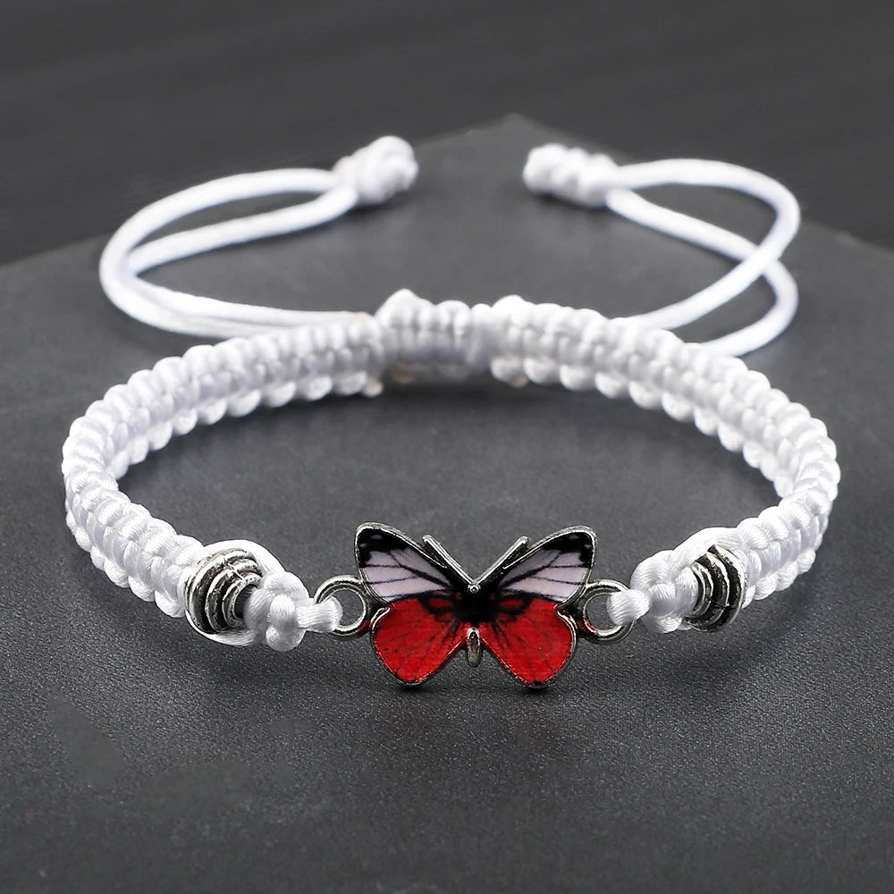 Red Butterfly Charm Bracelet Handmade Braided Rope Thread Fashion Adjustable Bracelets&Bangles Women Lucky Jewelry Friends Gift