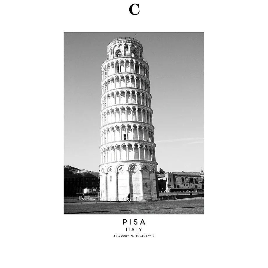London Brisbane Pisa Paris Bambeck Black And White Architecture Fashion Wall Art Canvas Painting Nordic Poster  Room Decor