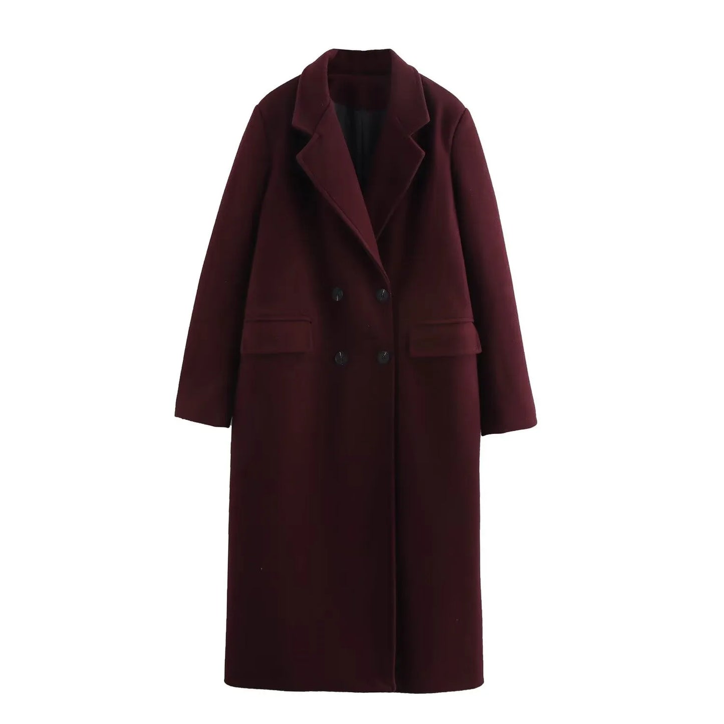 BSK&TRAF autumn and winter new women's simple and fashionable double-breasted casual lapel woolen coat