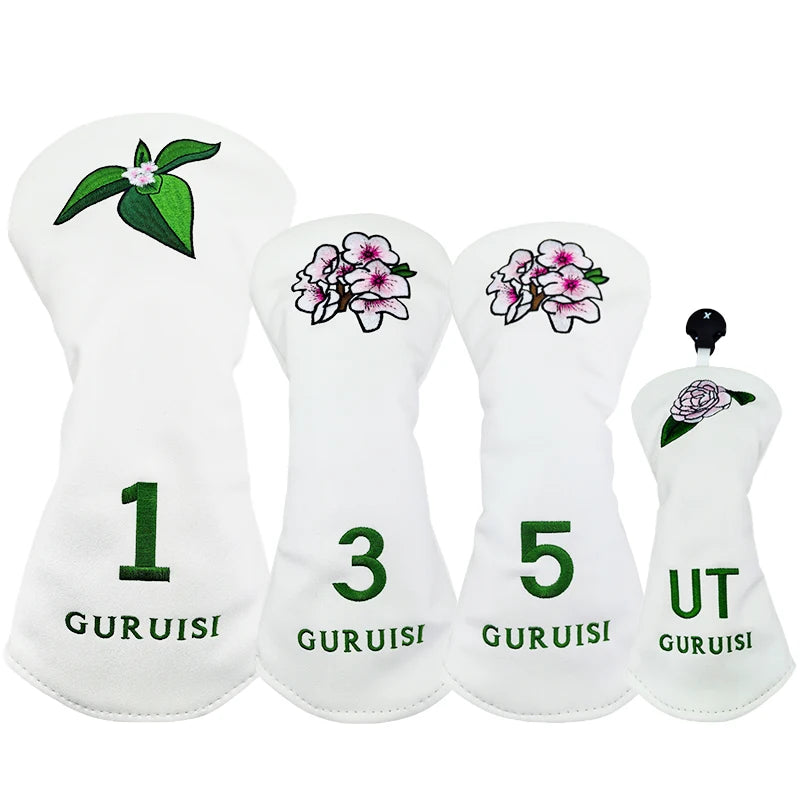 Flower embroidery Golf Club #1 #3 #5 Wood Head covers Driver Fairway Woods Cover Putter Headcover