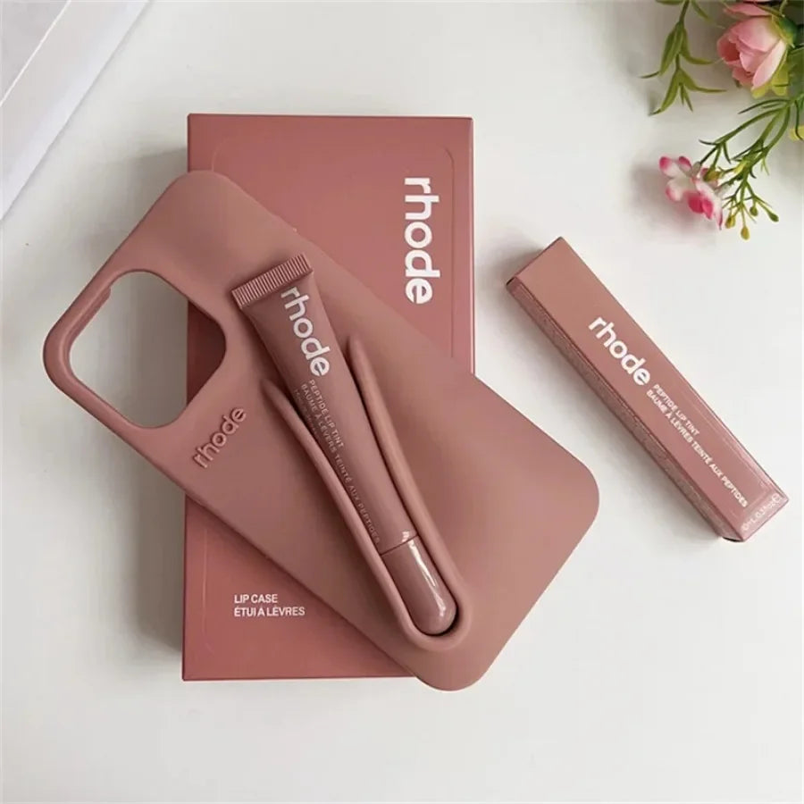 Lipgloss Lipstick Case For iPhone 15 14  13  Pro Max Soft Silicone Phone Cases Lip Balm Holder Shockproof Cover