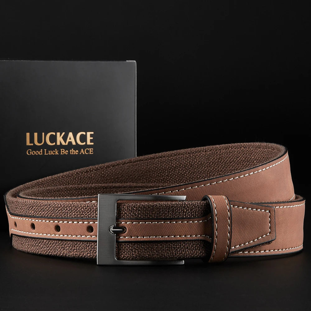 LUCKACE Design Stylish Canvas Mens Belt Pants Jeans Casual Belts Youth Casual Splicing Belts for Men Women