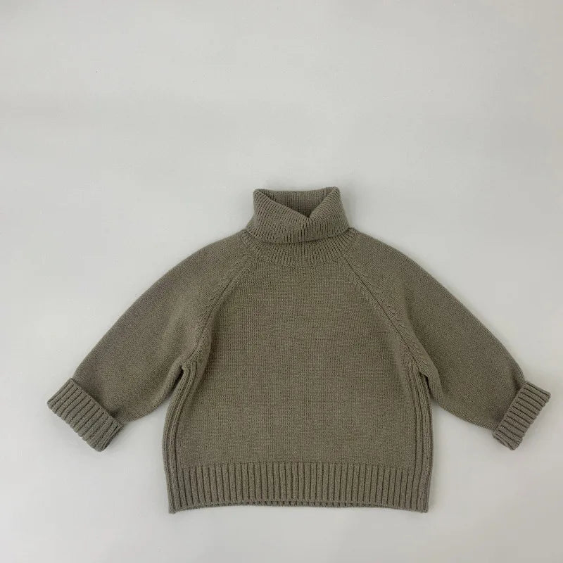 Kids Sweaters Boys Knit Pullover Solid Girls Turtleneck Sweater Knit Outwear