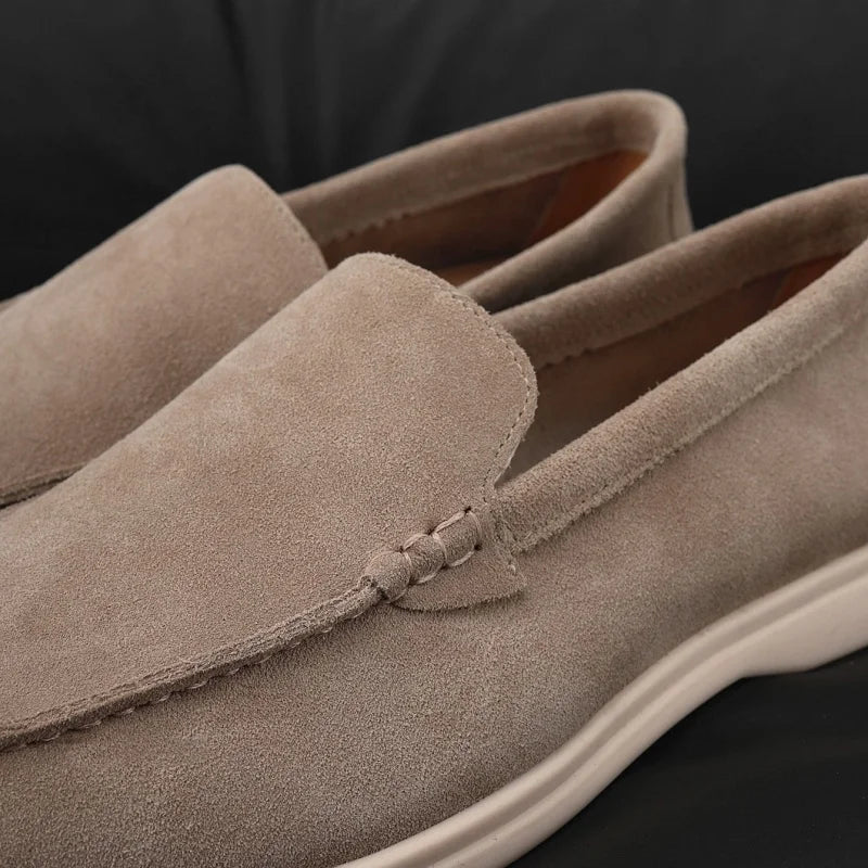 Men's Suede Leather Comfort Loafers, Flat Casual Slip-on Shoes, Fashion Suede Flats, Classic Round Toe Soft Leather Loafers 2025