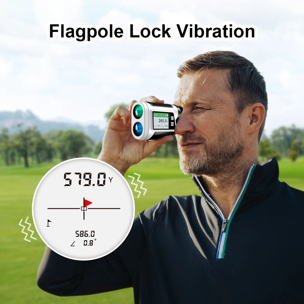 REVASRl 600 Yards Golf Rangefinder With Slope Compensation Flag Lock Vibration Clear HD Screen Laser Range Finder for Golfing