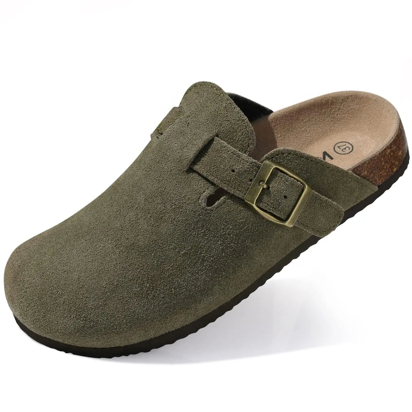 Asgard Women Men Suede Leather Clogs Slippers Fashion Unisex Cork Footbed Sandals Outdoor Antiskid Mules Shoes with Arch Support