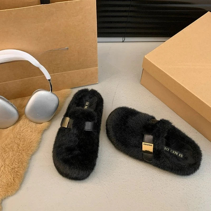 Platform Slippers for Women 2025 New Autumn and Winter High-end Baotou Cotton Slippers