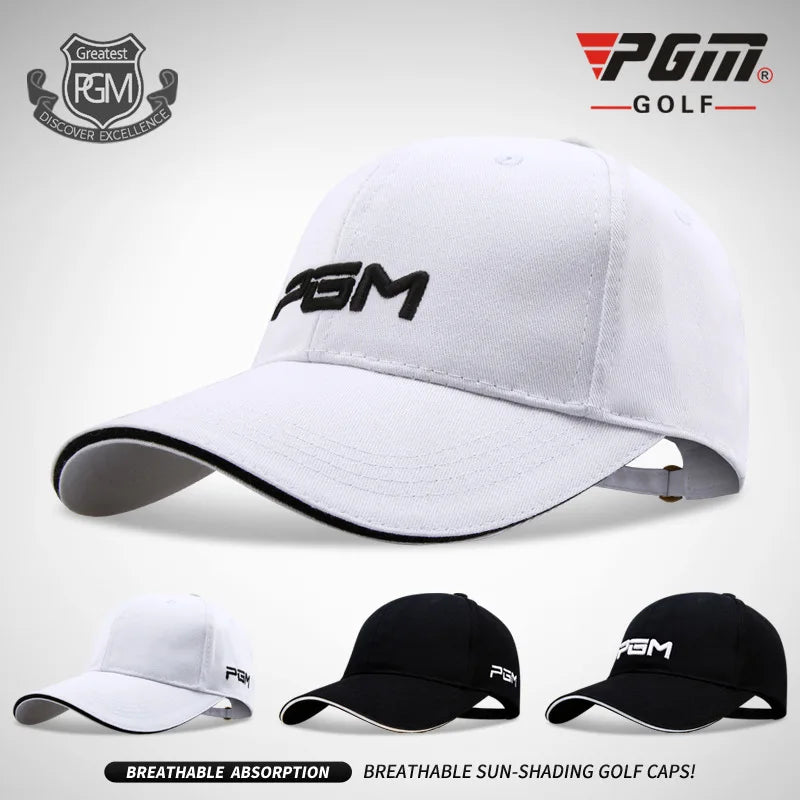 PGM Golf Caps Adjustable Hats Outdoor Sport Cycling Hiking Cap for Men Women Windproof Travel Cotton Cap Black White Hat MZ018