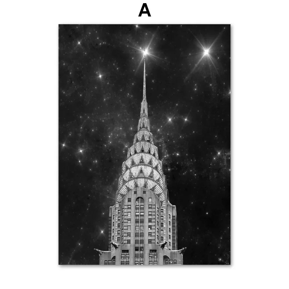 New York City Empire State Building Canvas Painting Black White Nordic Posters Prints Wall Art Picture Aesthetic Room Home Decor