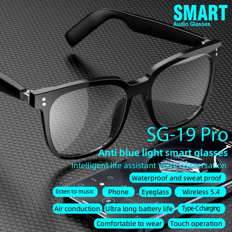 2025 New SG-19 Pro Smart Glasses Bluetooth Glasses Magnetic Polarized Night Vision Lenses Anti Blue Light Glasses Sunglasses