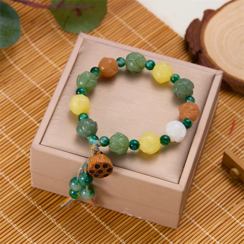 Tibetan Buddha Bodhi Lotus Beaded Bracelet Wooden Beads Buddha Prayer Bracelets for Men Women Yoga Relieve Anxiety Charm Jewelry
