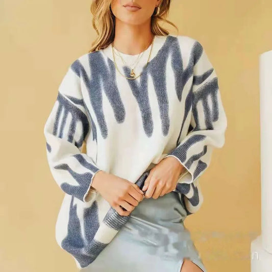 Women's Knitwear Sweaters Basic Warm Vintage Sweater Knitted Oversized Thick Loose Printed Pullover Jumper for Women 2024