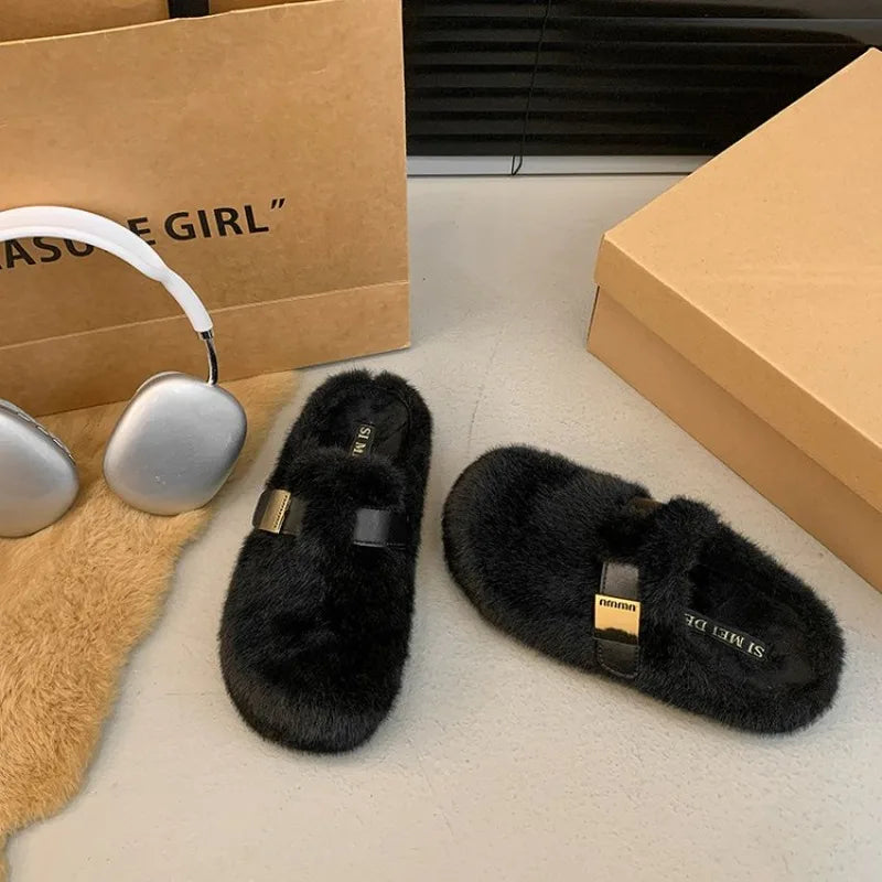 Platform Slippers for Women 2025 New Autumn and Winter High-end Baotou Cotton Slippers