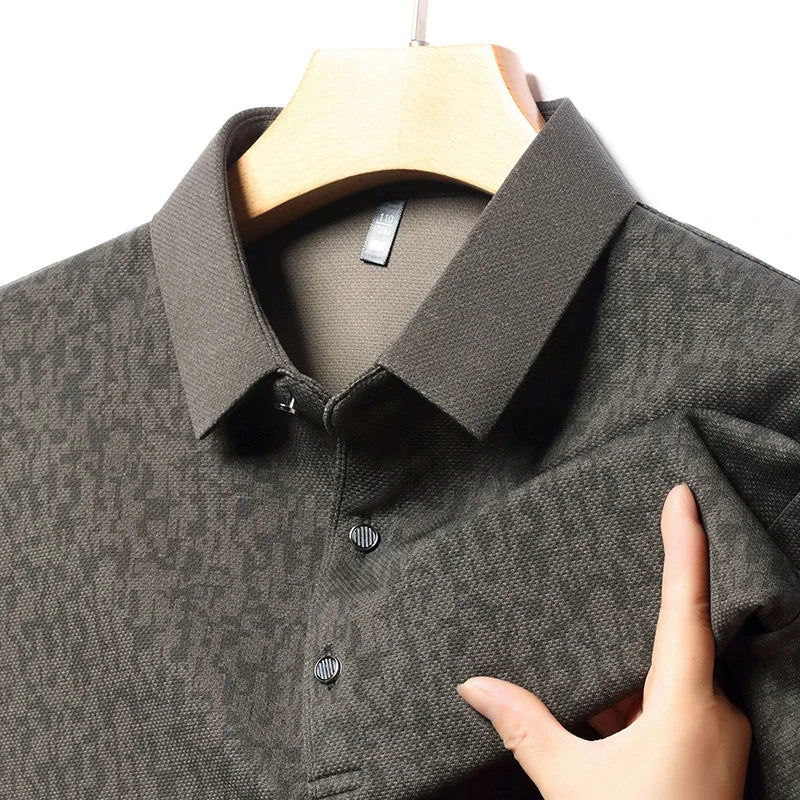 2025 New Men's Casual Fashion Printed Pattern Long Sleeve Polo Shirt Korean Edition Summer T-shirt Comfortable Versatile Top