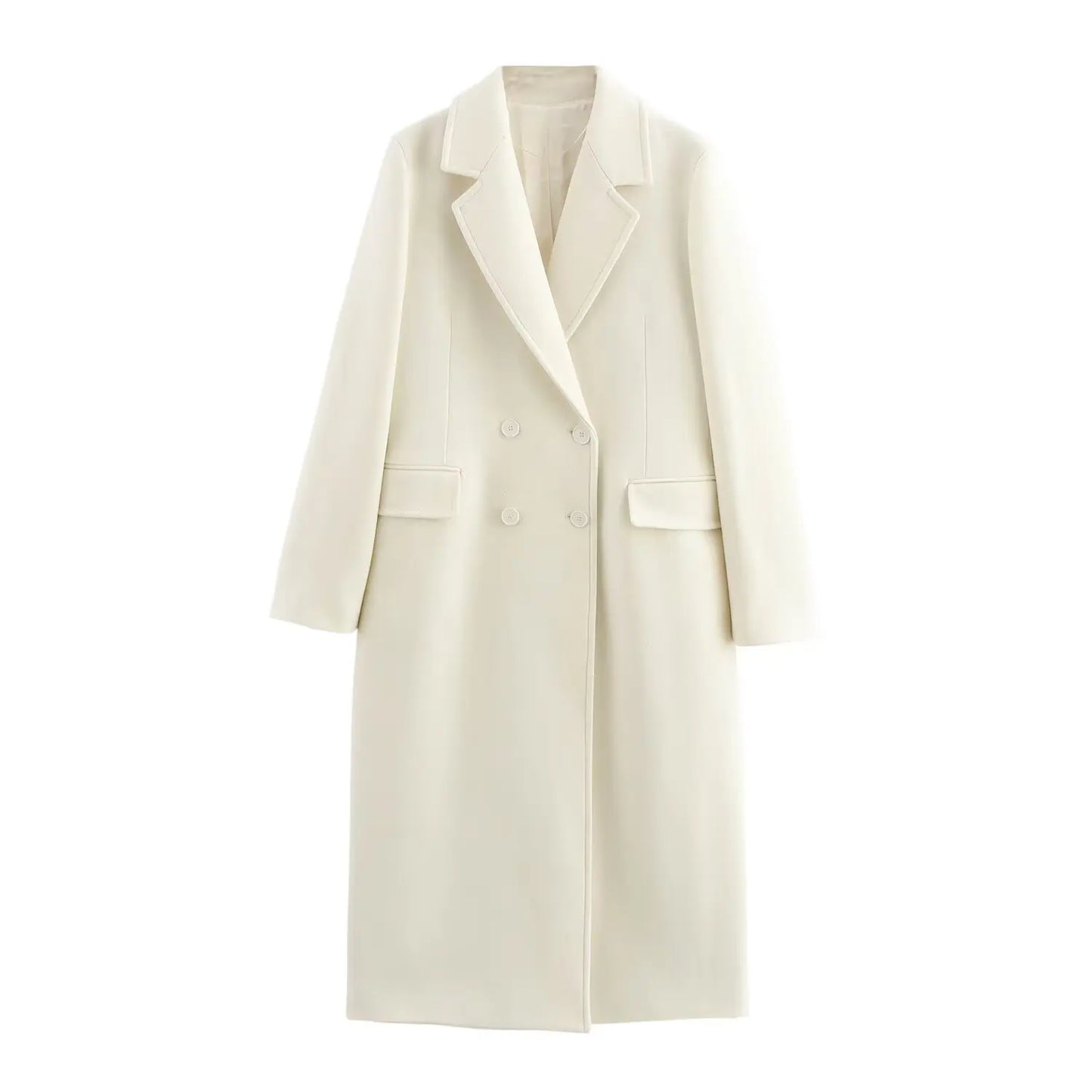 BSK&TRAF autumn and winter new women's simple and fashionable double-breasted casual lapel woolen coat
