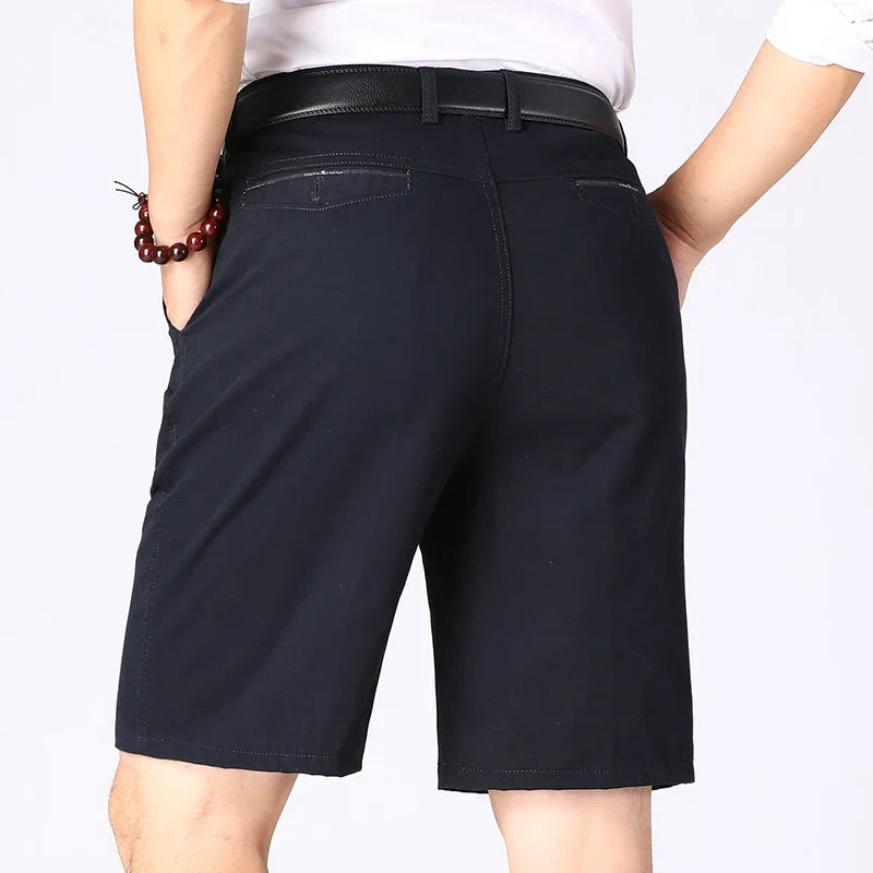 Summer Workwear Men's Cotton Dress Shorts Business Casual Knee Pants Classic Khaki American Style Streetwear Golf Social Shorts