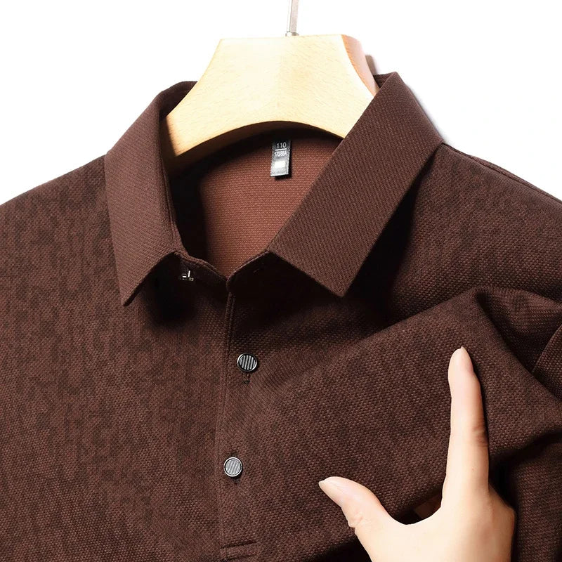 2025 New Men's Casual Fashion Printed Pattern Long Sleeve Polo Shirt Korean Edition Summer T-shirt Comfortable Versatile Top
