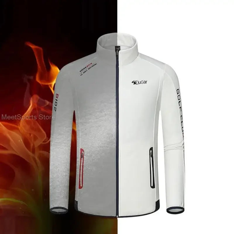 New Men Golf Jacket Winter Quality Thick Warm Velvet Jacket Windbreaker Male Windproof Casual Sports Coat Outdoor Golf Clothing