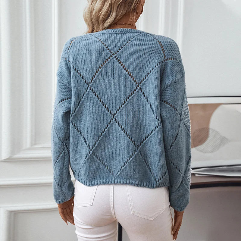 Women's Diamond Pattern Pullover Sweater