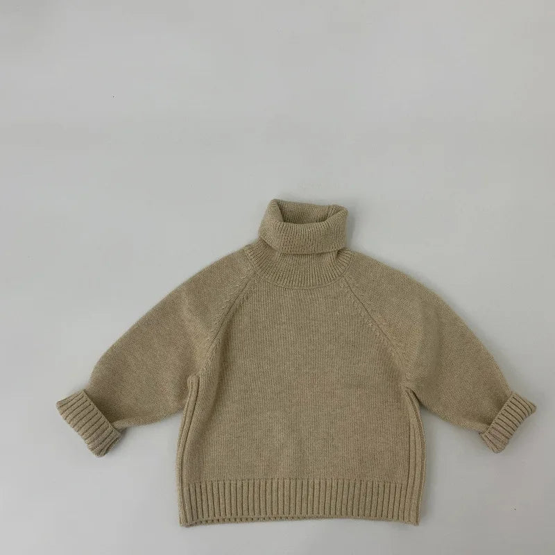 Kids Sweaters Boys Knit Pullover Solid Girls Turtleneck Sweater Knit Outwear