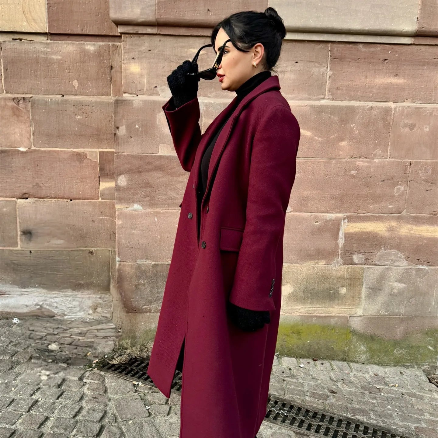 BSK&TRAF autumn and winter new women's simple and fashionable double-breasted casual lapel woolen coat