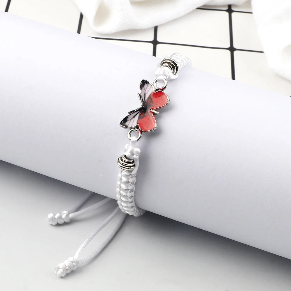 Red Butterfly Charm Bracelet Handmade Braided Rope Thread Fashion Adjustable Bracelets&Bangles Women Lucky Jewelry Friends Gift