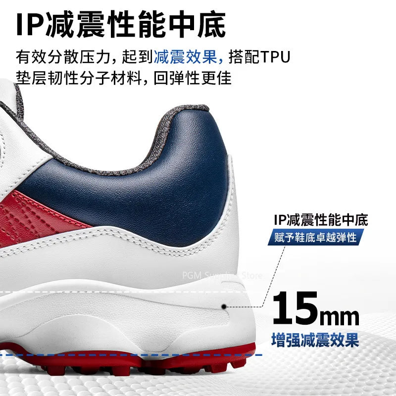PGM Golf Shoes Men Summer Outdoors Sports Casual Sneakers Shock Absorbent Bottom Knob Lace Anti Slip Breathable