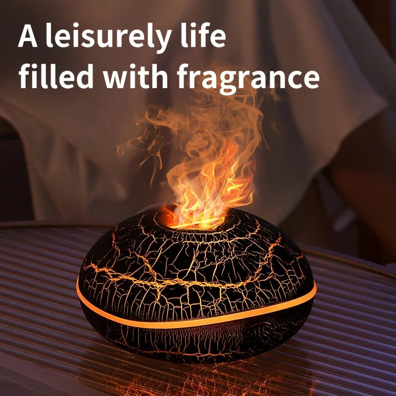 Flame Effect Aromatherapy Air Humidifier with 7 Color Lights - Essential Oil Diffuser, Flame Effect, Wide Spray Range for H