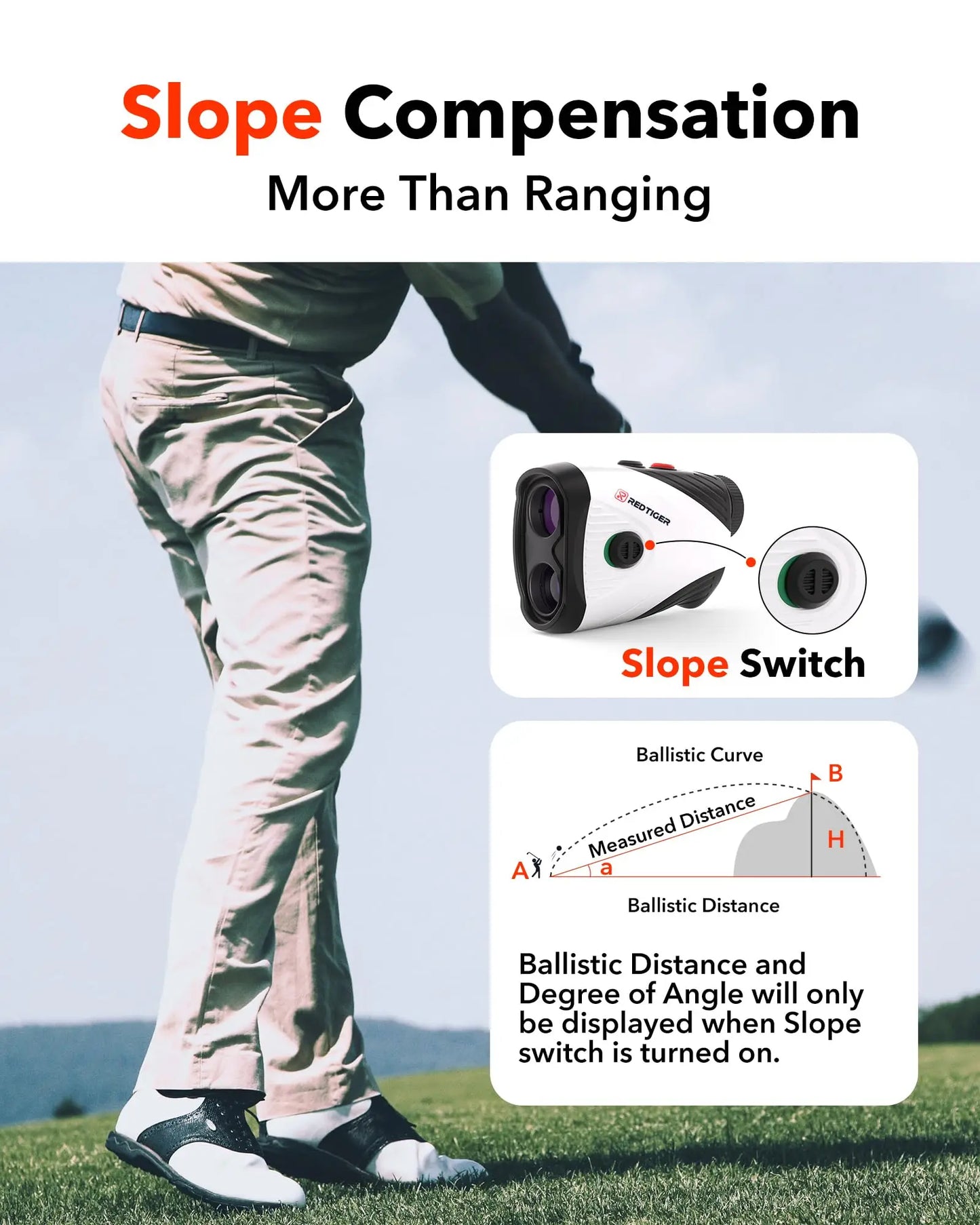 REDTIGER C001 Golf Rangefinder with Slope 1000M 1200 Yards Laser Range Finder Golfing 7X Magnification Rechargeable Range Finder