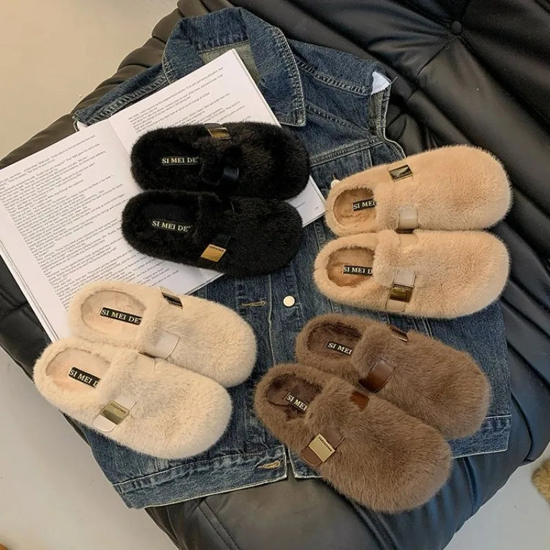 Platform Slippers for Women 2025 New Autumn and Winter High-end Baotou Cotton Slippers