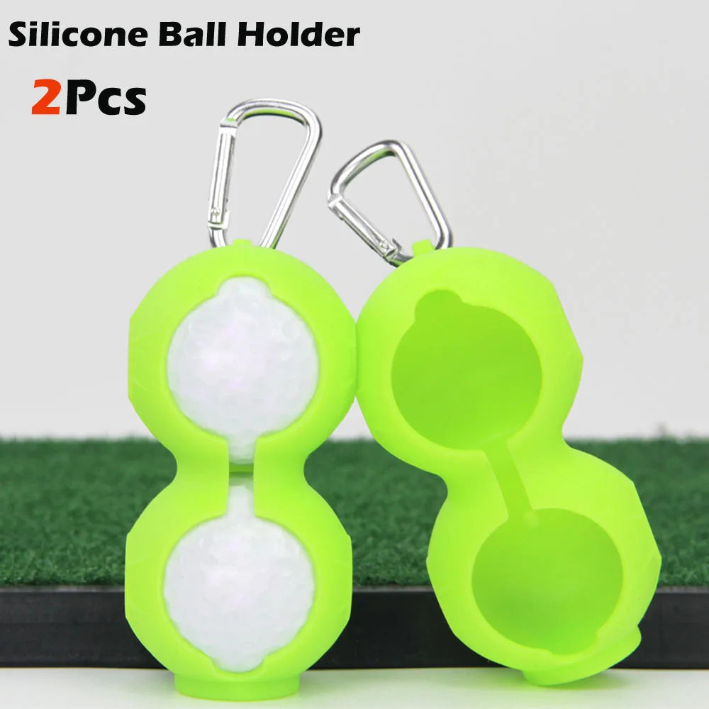 2Pcs Portable Mini Golf Ball Bag Protective Cover Soft Silicone Waist Holder Fall Resistant Keyring Golfing Accessories 2 Balls