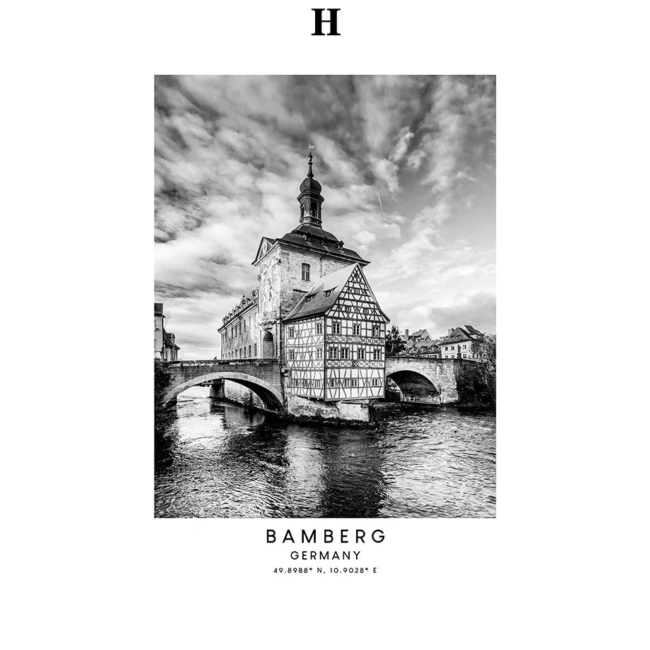 London Brisbane Pisa Paris Bambeck Black And White Architecture Fashion Wall Art Canvas Painting Nordic Poster  Room Decor