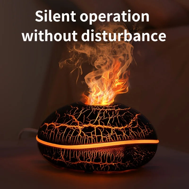 Flame Effect Aromatherapy Air Humidifier with 7 Color Lights - Essential Oil Diffuser, Flame Effect, Wide Spray Range for H