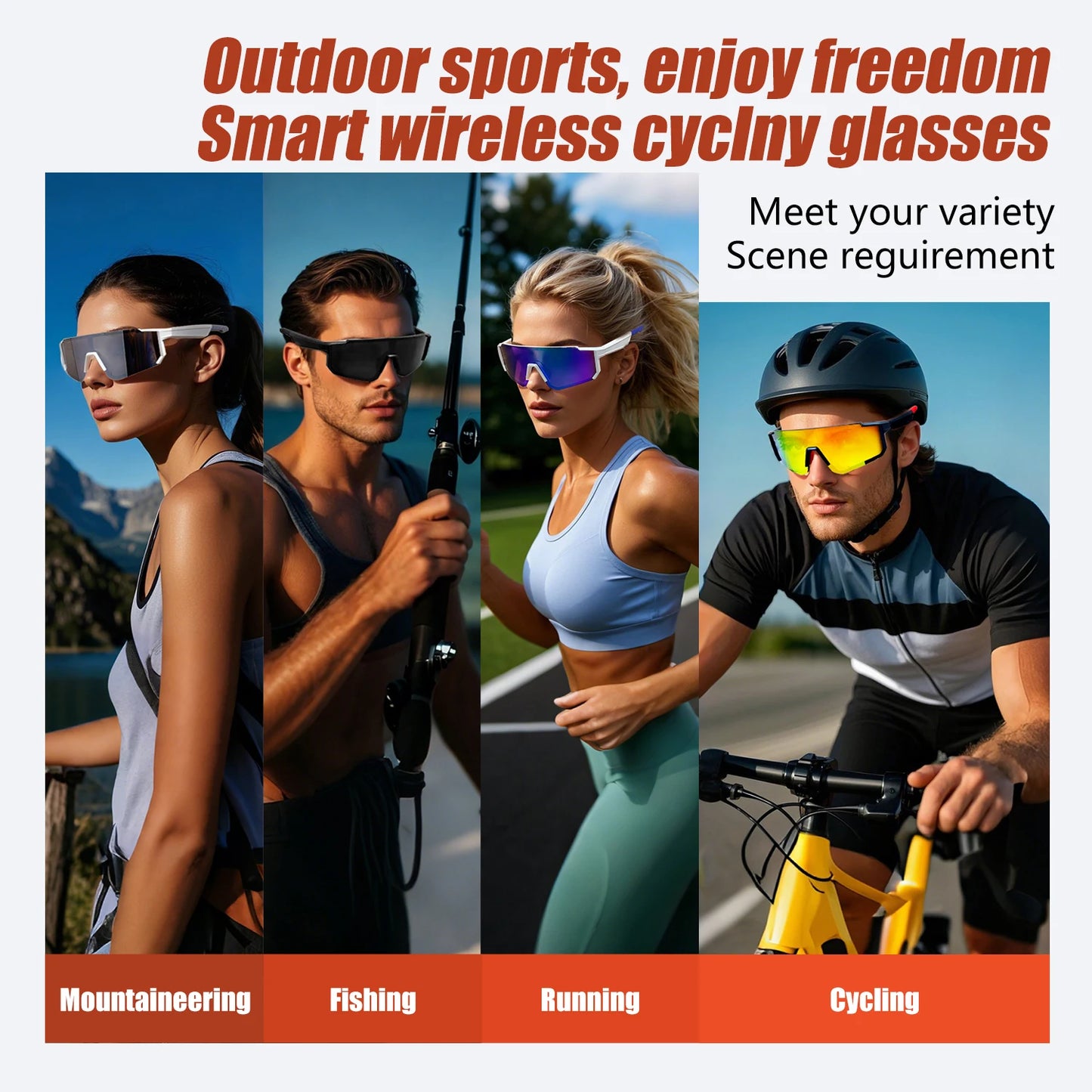 LIGE New Smart Cycling Glasses Men AI Voice Assistant Smart Sunglasses Outdoor Sport Bluetooth Call Music Smart Glasses Women