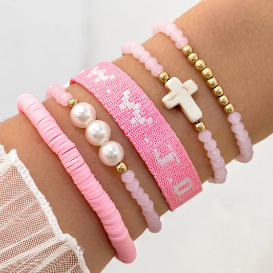 5pcs Handmade Weave Adjustable What Would Jesus Do WWJD Bracelets Letters Wrist Strap For Women And Men Beaded Bracelet Jewelry