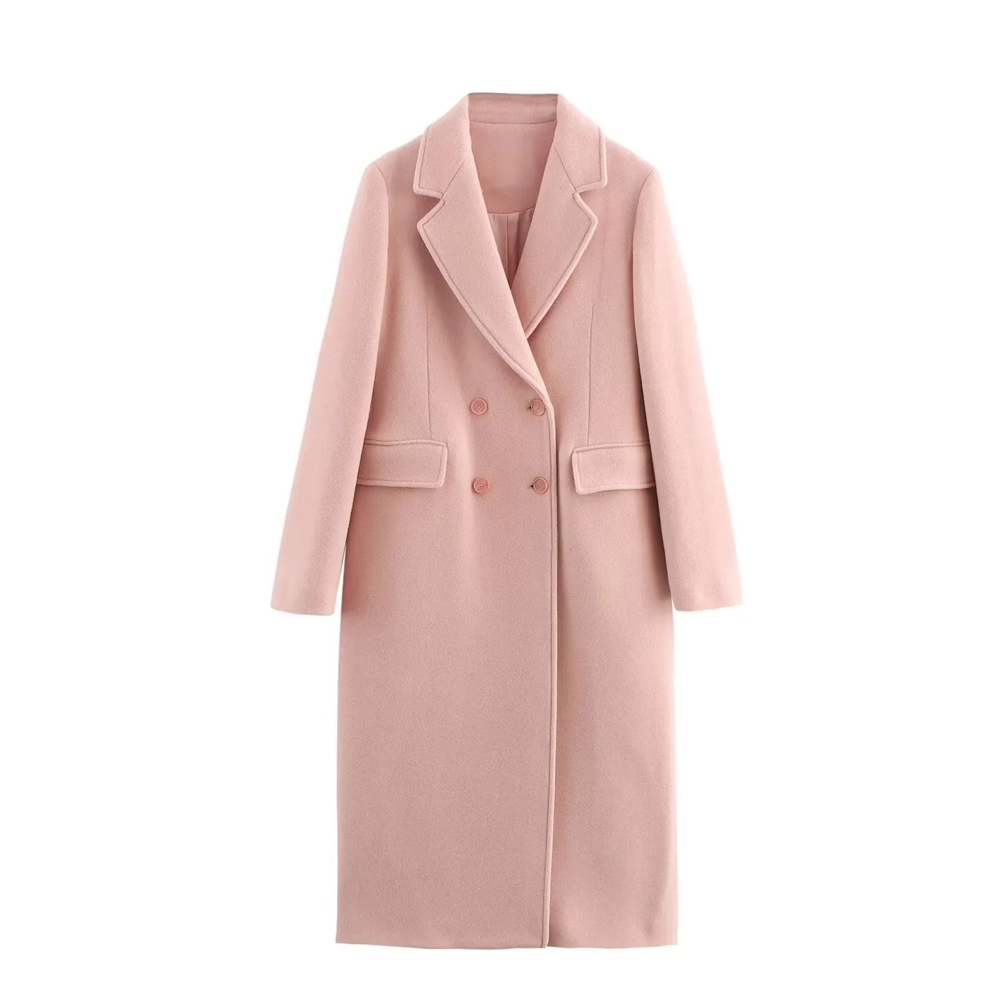 BSK&TRAF autumn and winter new women's simple and fashionable double-breasted casual lapel woolen coat