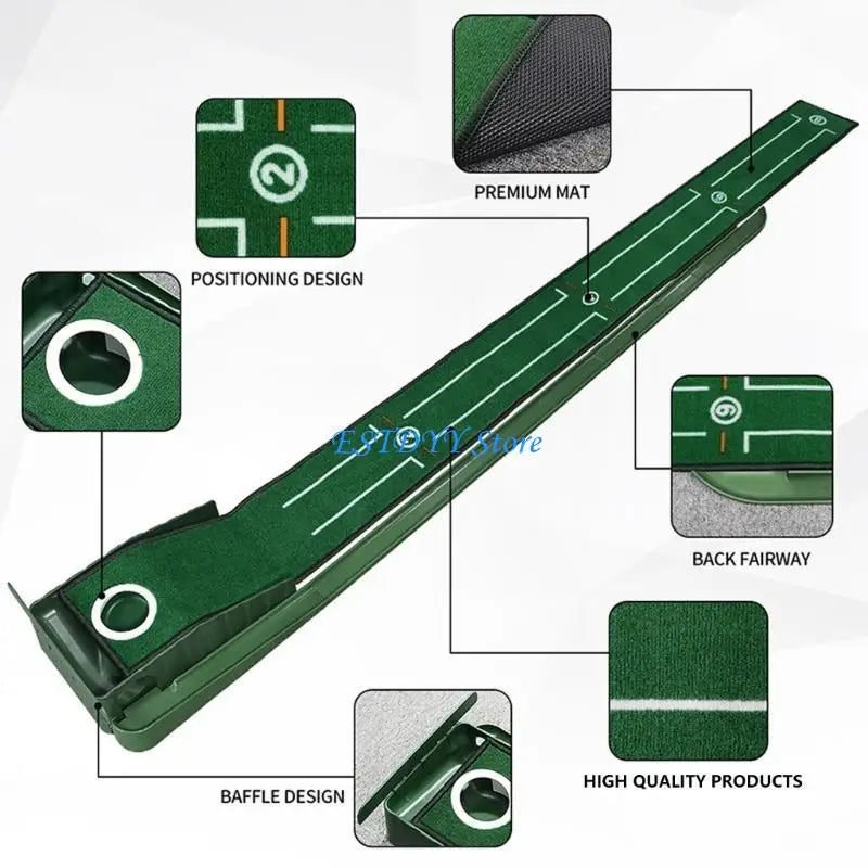 G6DE Golfs Hole Cover Golfs Practice Putting Green Putting Mat Golfs Putting Game Set Includes Green Putting Tool Golfs Mat